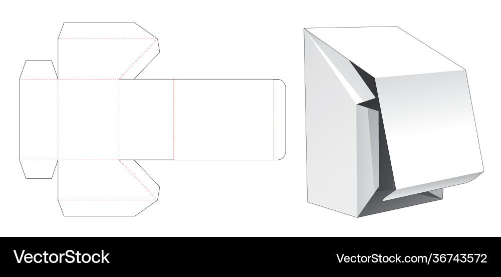Chamfered flip box with bottom opening point die Vector Image