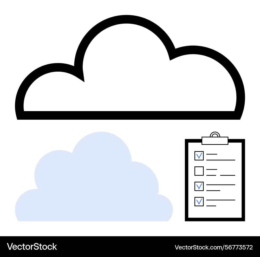 Cloud storage and digital checklist for task Cloud storage and digital checklist for task vector image