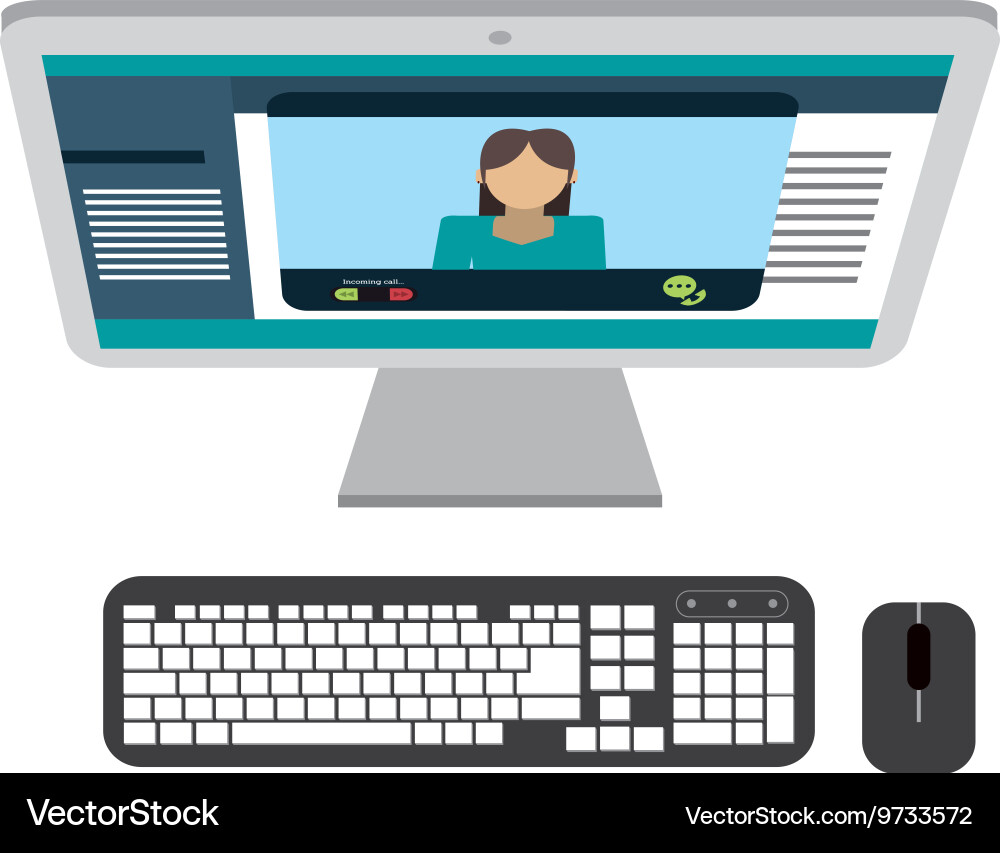 Computer desktop pc with keyboard and mouse vector image
