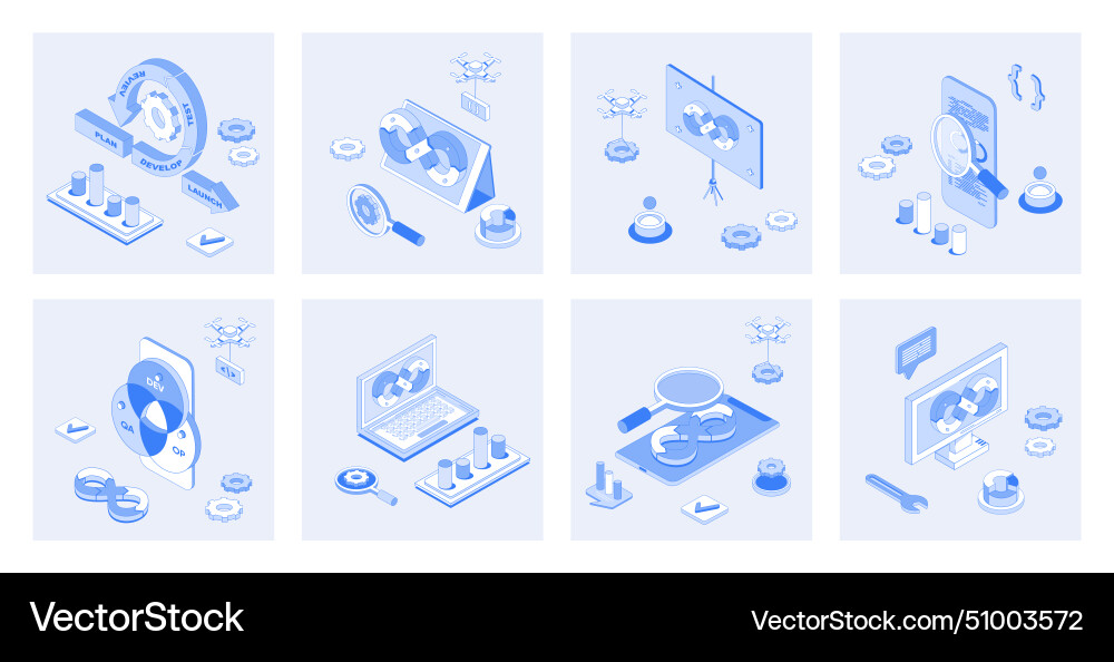 DevOps Isometric Icons - Workflow vector image