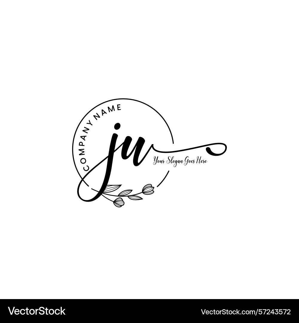 Elegant ju initial logo design with botanical Vector Image