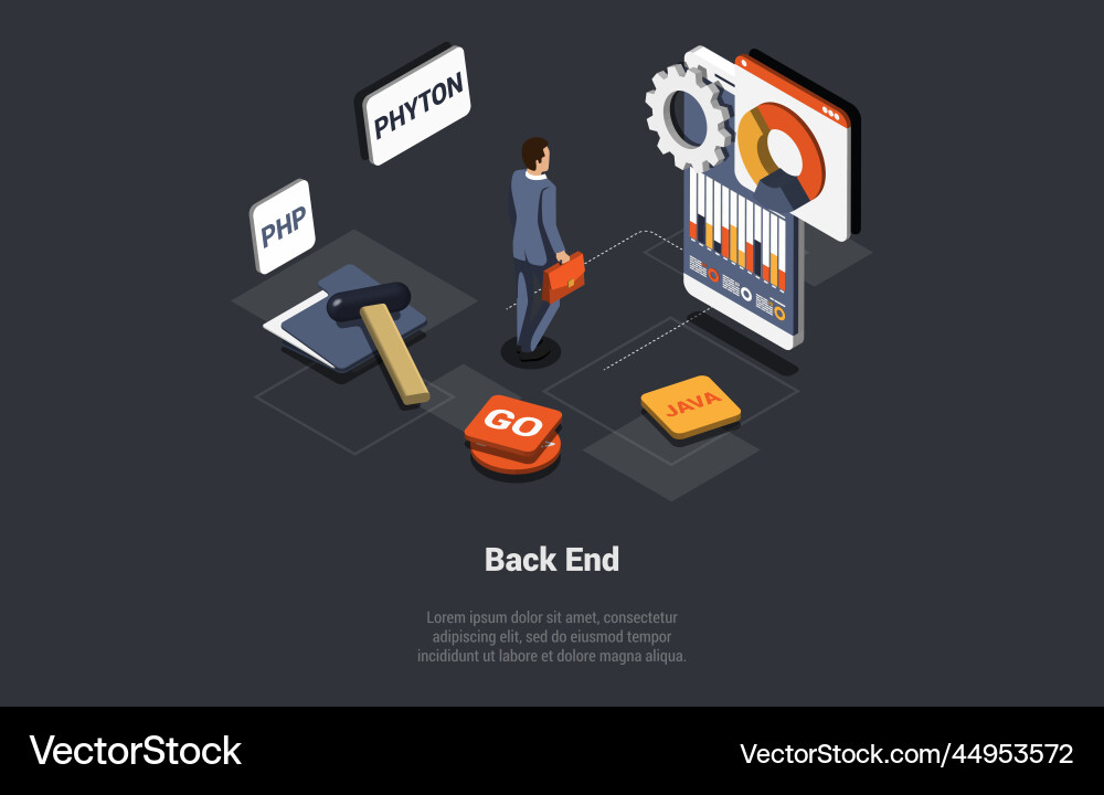 Front and back end development responsive web vector image