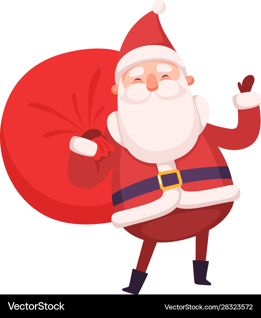 Funny santa claus carrying full sack christmas Funny santa claus carrying full sack christmas vector image