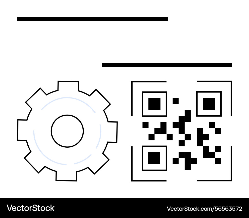 Gear icon and qr code for technology integration Gear icon and qr code for technology integration vector image