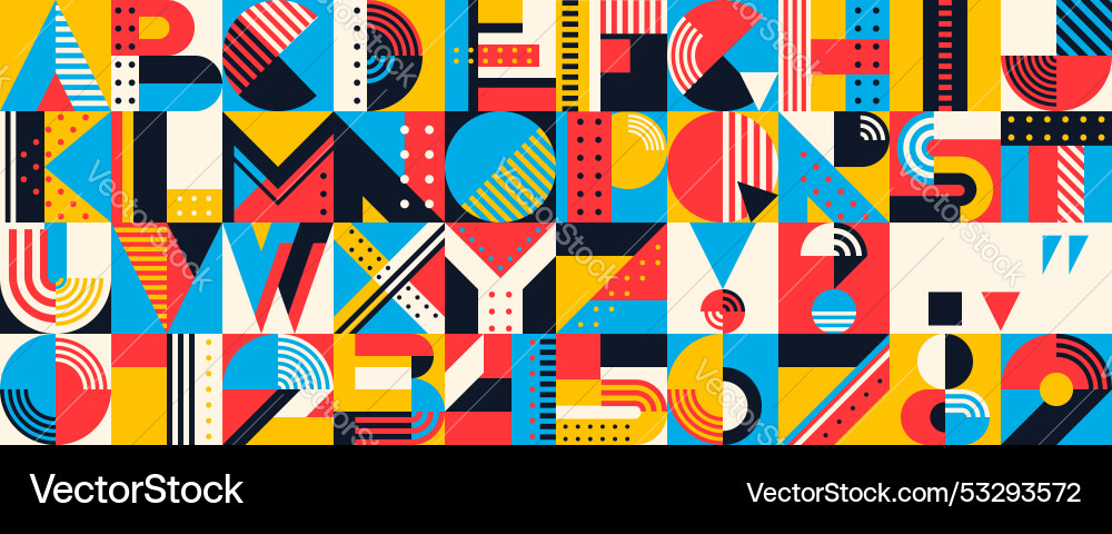Geometric Color Alphabet Pattern vector image