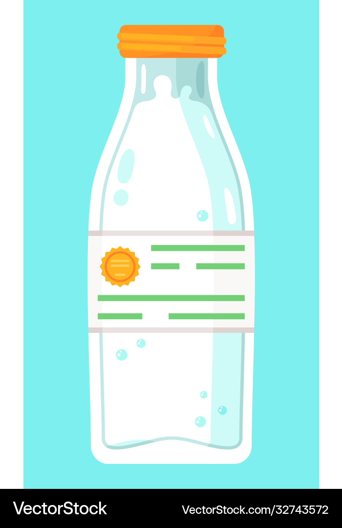 Glass bottle with milk high quality dairy product Glass bottle with milk high quality dairy product vector image
