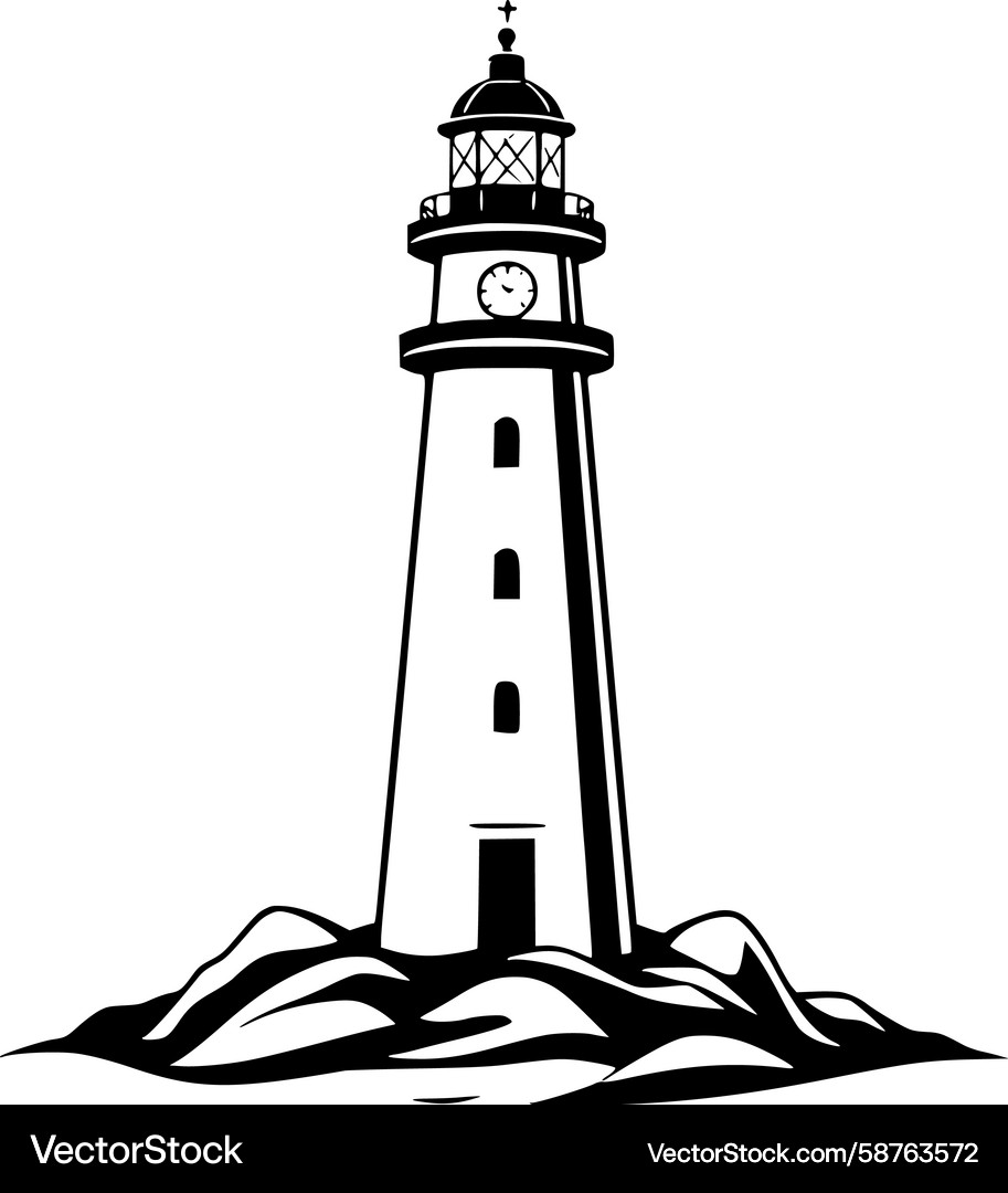 Lighthouse with Cross and Clock Vector Image