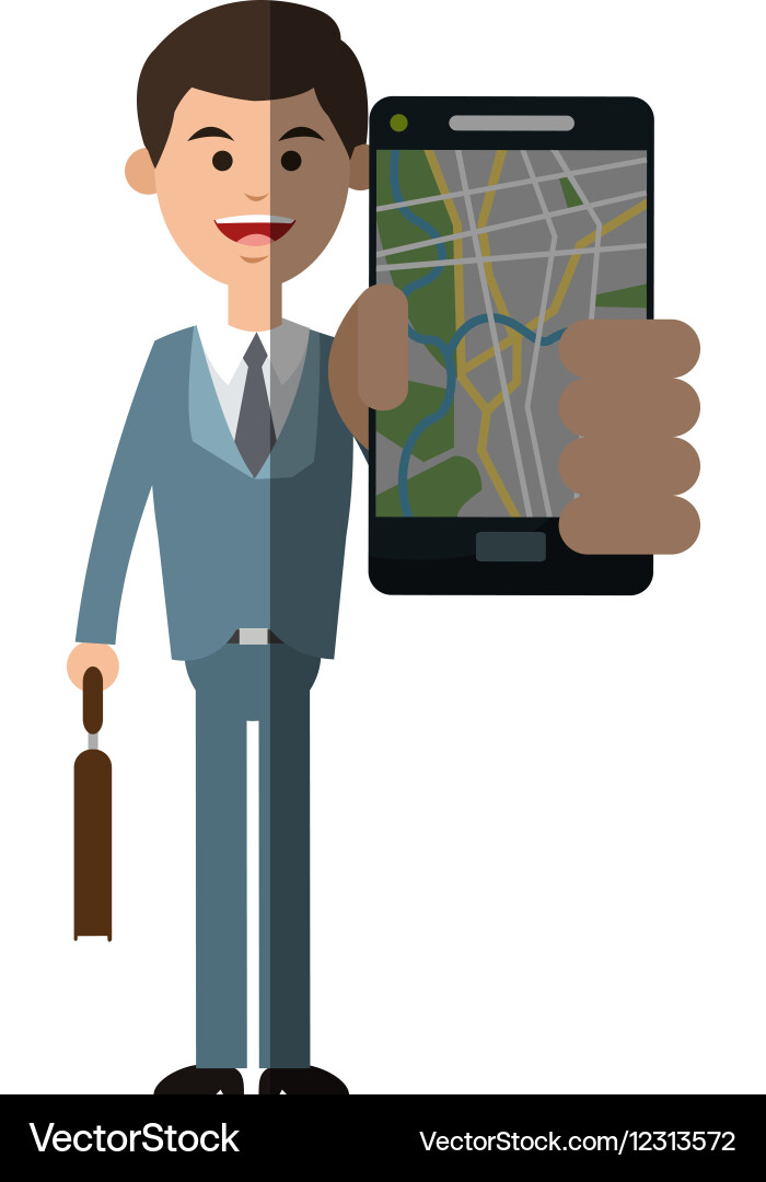Man and smartphone with gps app design Vector Image