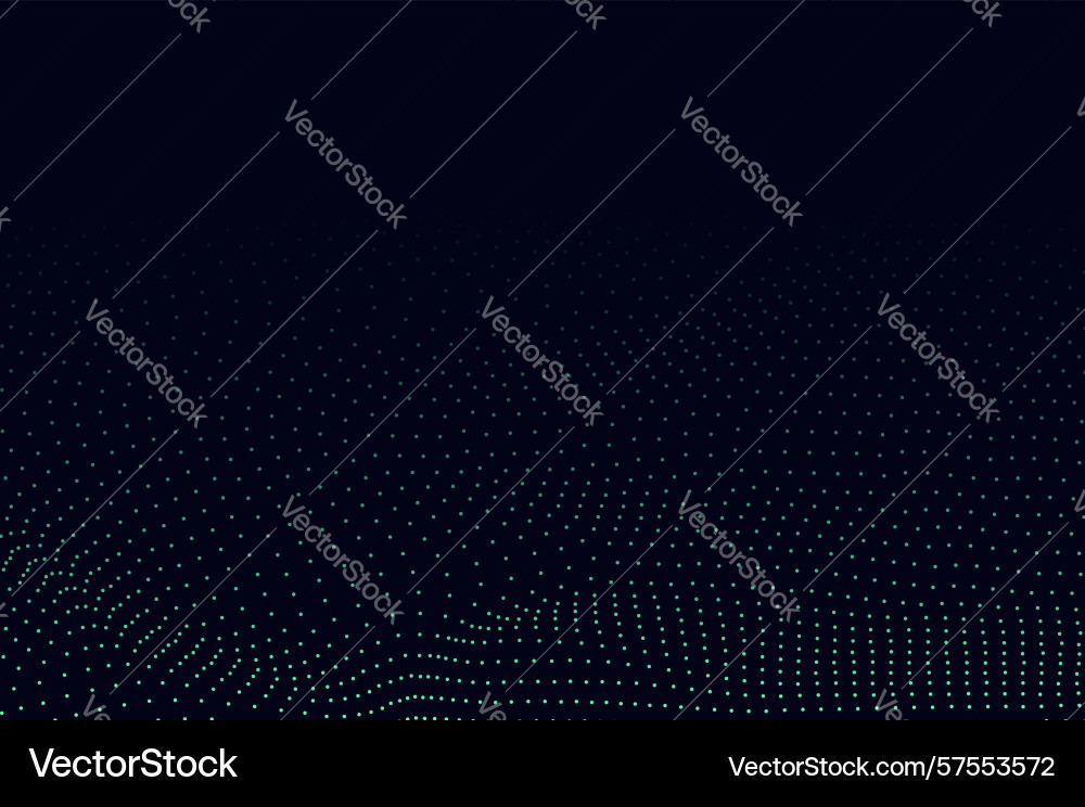 Mininalist dynamic neon green particle wave line vector image