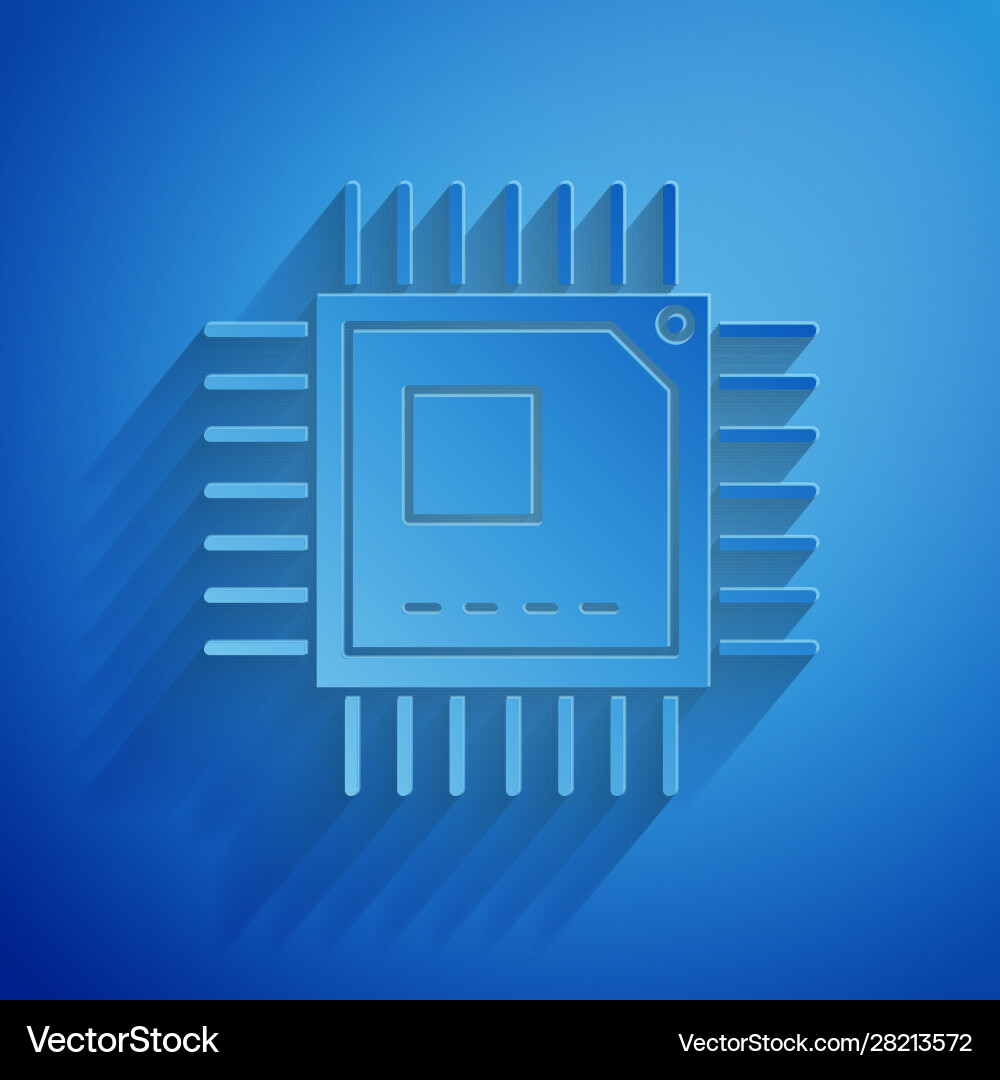 Paper cut computer processor with microcircuits Paper cut computer processor with microcircuits vector image