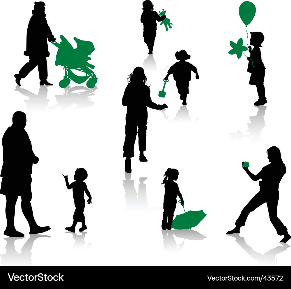 Parent and Child Silhouettes vector image