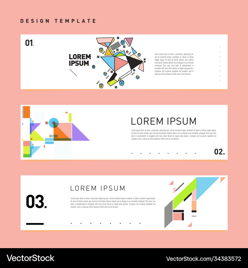 Set abstract banner web design template retro Vector Image