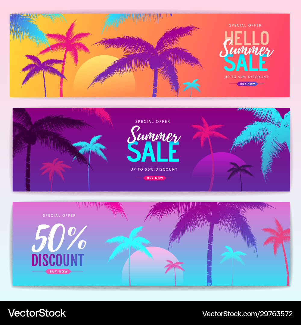 Set bunte Sommer große Verkauf tropische Gradienten Set bunte Sommer große Verkauf tropische Gradienten vektorbild