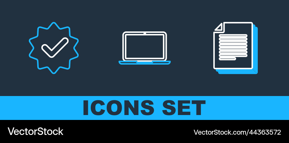 Set line document approved and check mark Set line document approved and check mark vector image