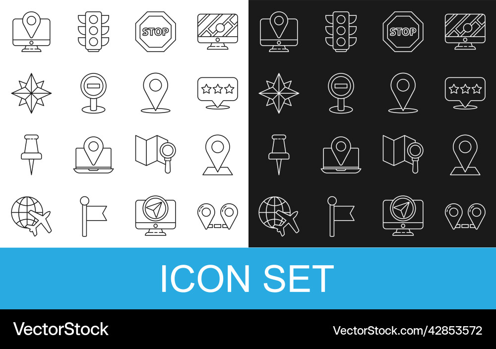 Set line route location map pointer Set line route location map pointer vector image