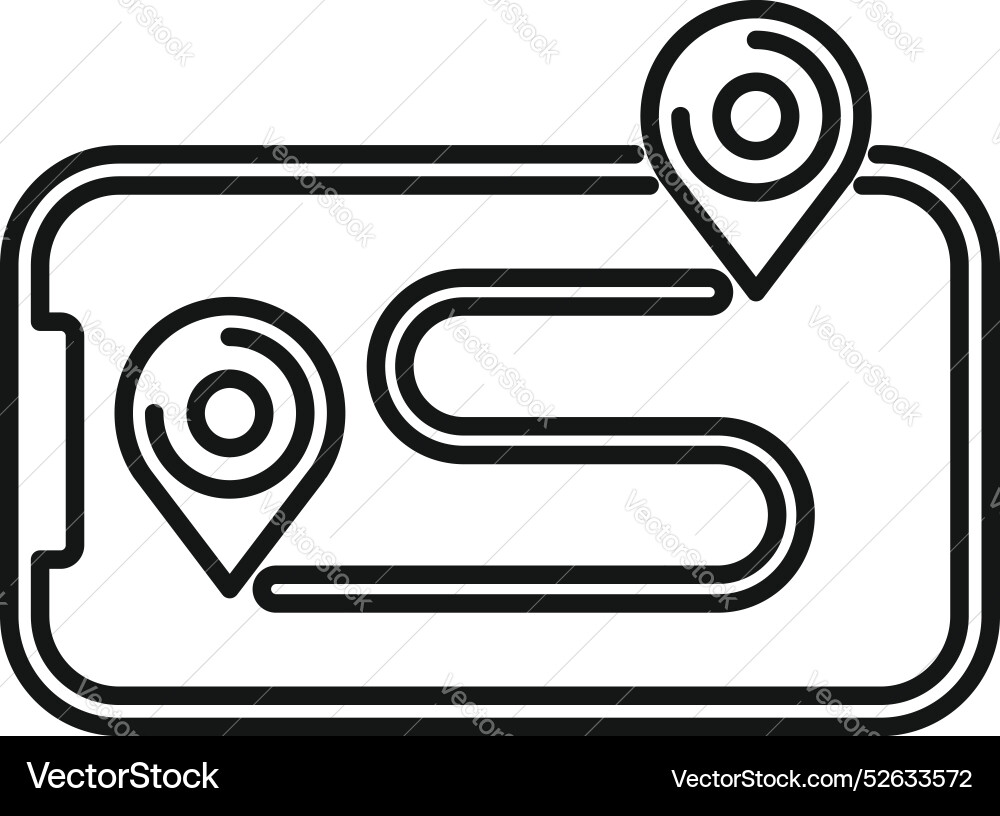 Smartphone showing route between two points Smartphone showing route between two points vector image