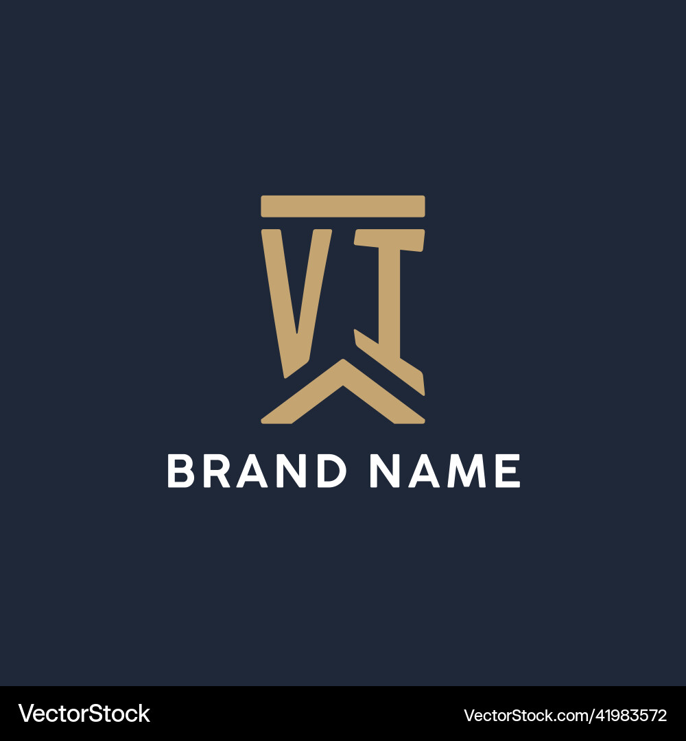 Vi initial monogram logo design in a rectangular Vector Image