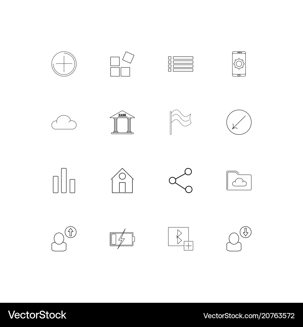 Web applications linear thin icons set outlined vector image