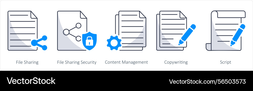 A set of 5 web design icons as file sharing vector image