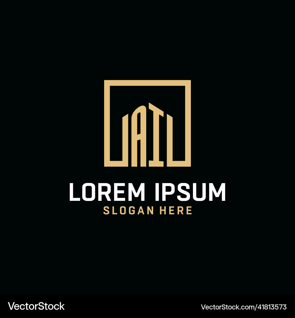 Ai initial monogram logo design with square shape Ai initial monogram logo design with square shape Vector Image