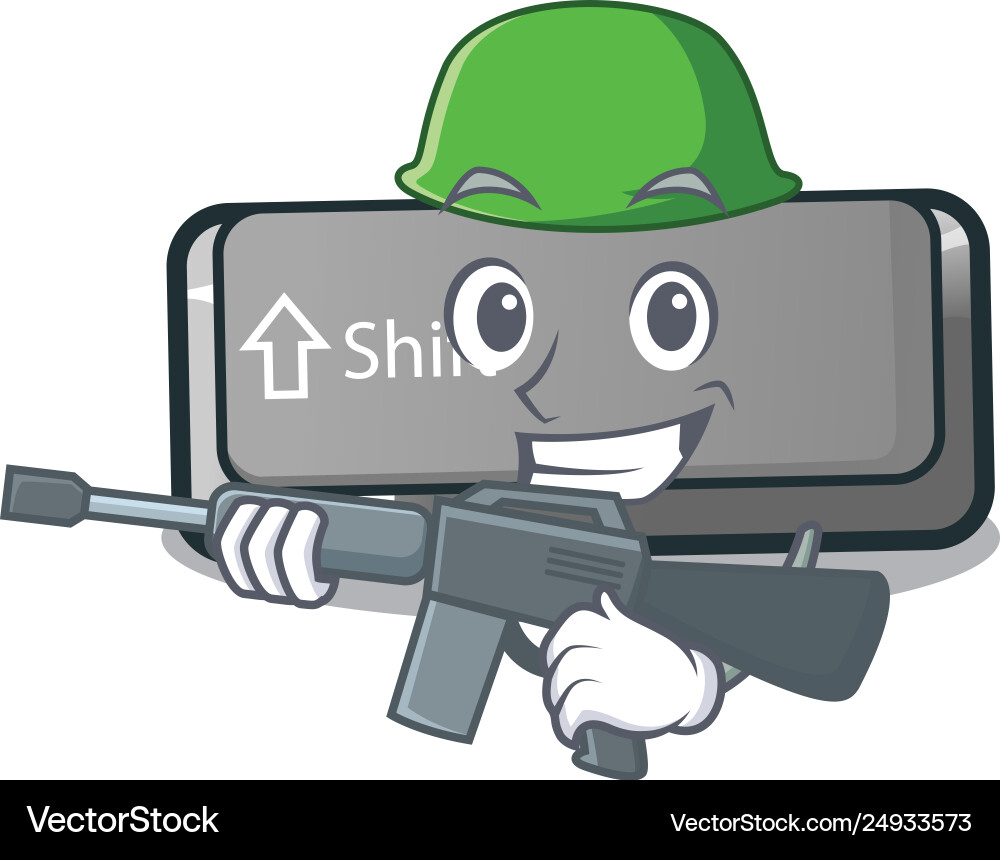 Army button shift isolated with character vector image