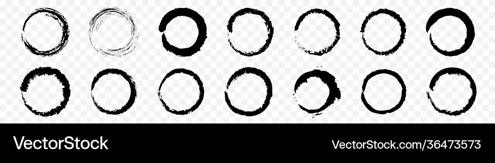 Black empty scratch circles isolated set frame Vector Image