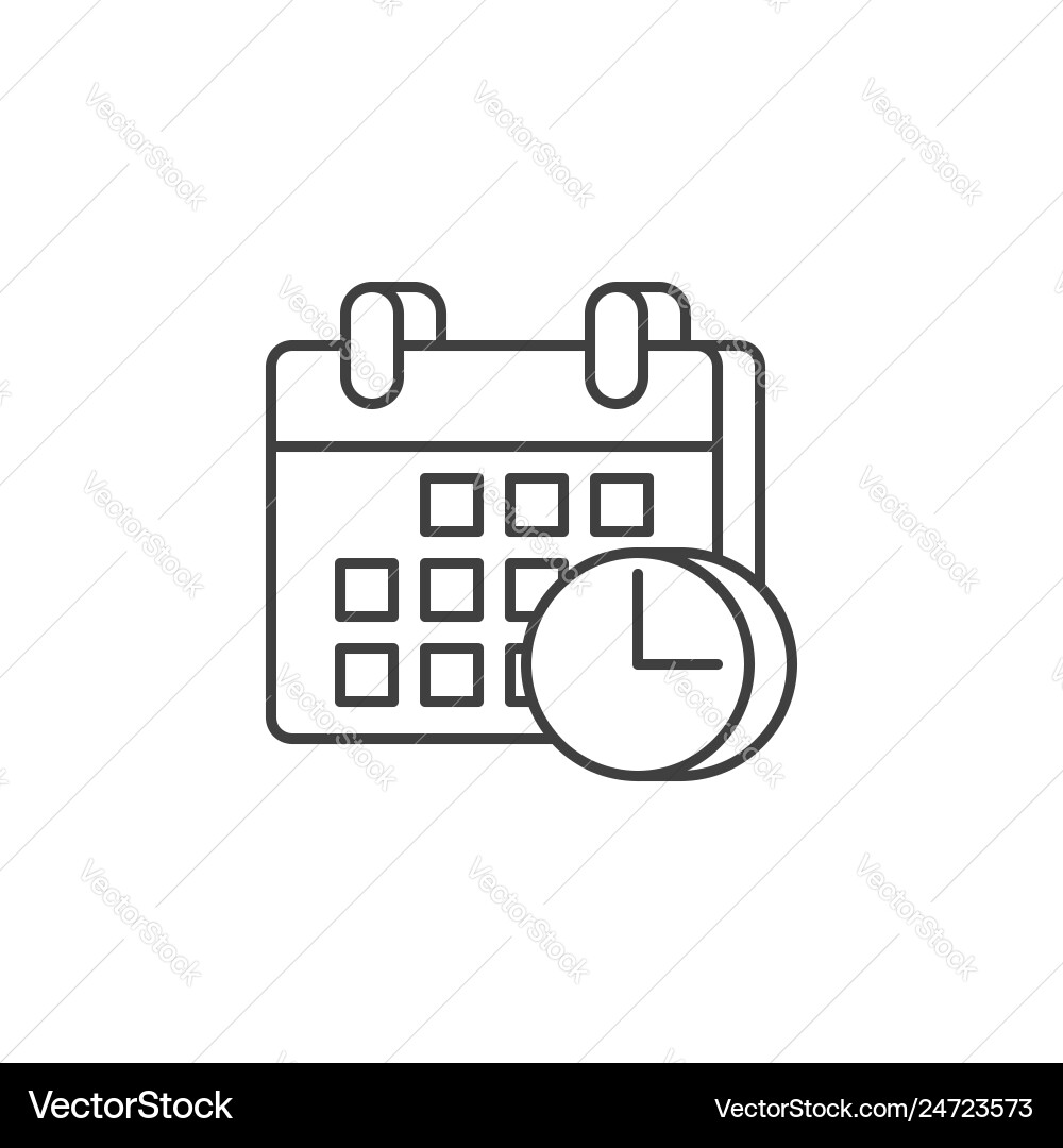 Calendar with clock related line icon Calendar with clock related line icon vector image