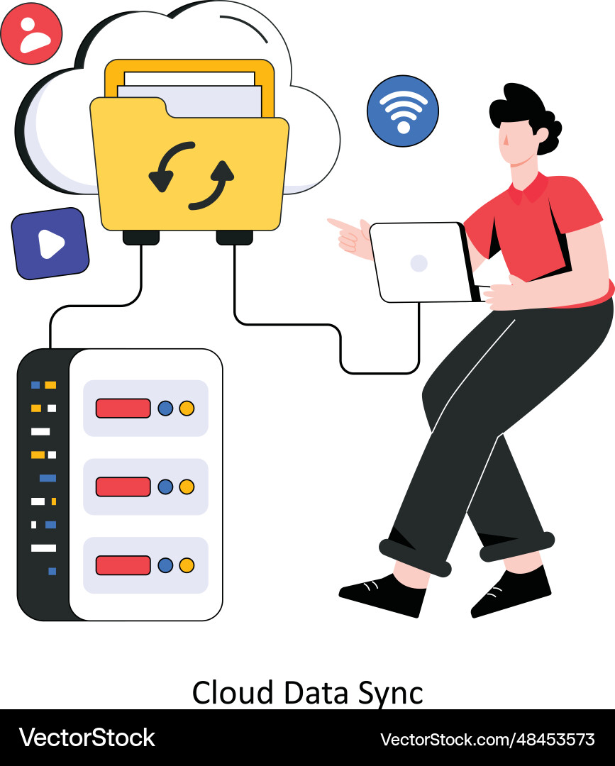 Cloud data sync flat style design Vector Image
