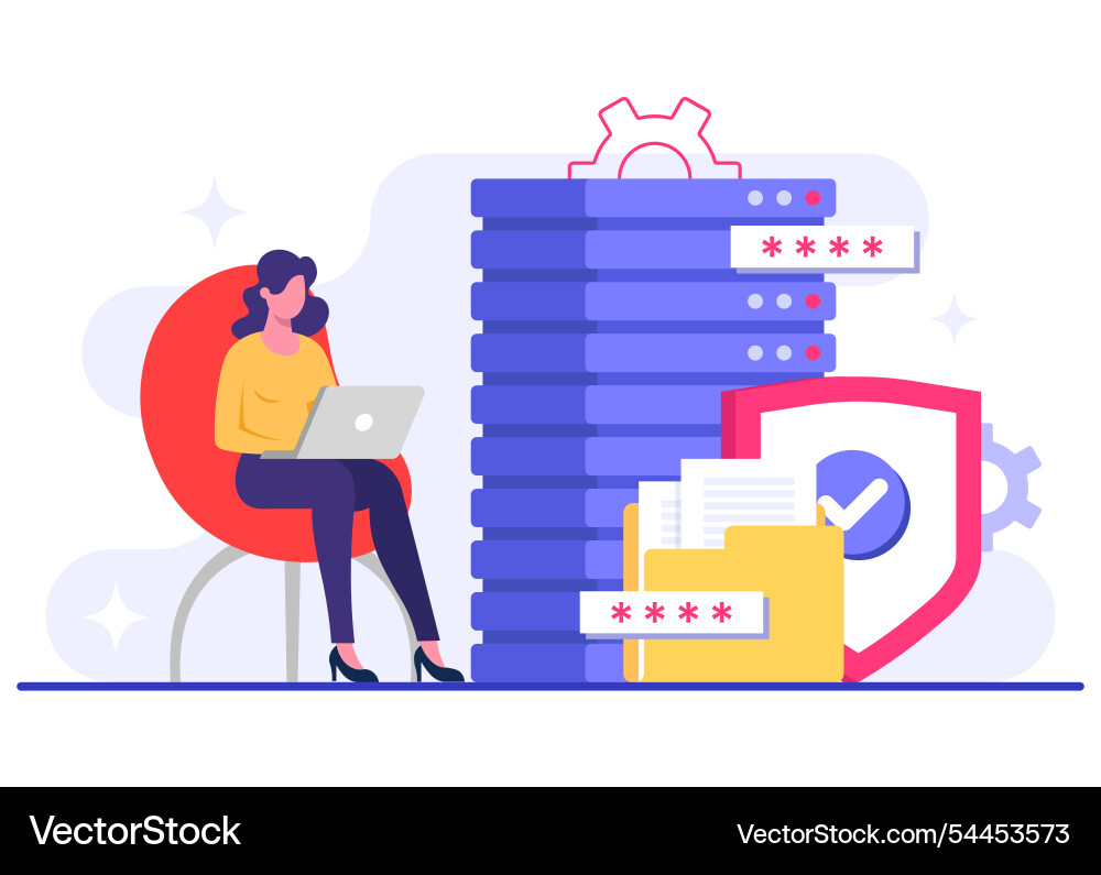 Database protection cyber security data center Database protection cyber security data center Vector Image