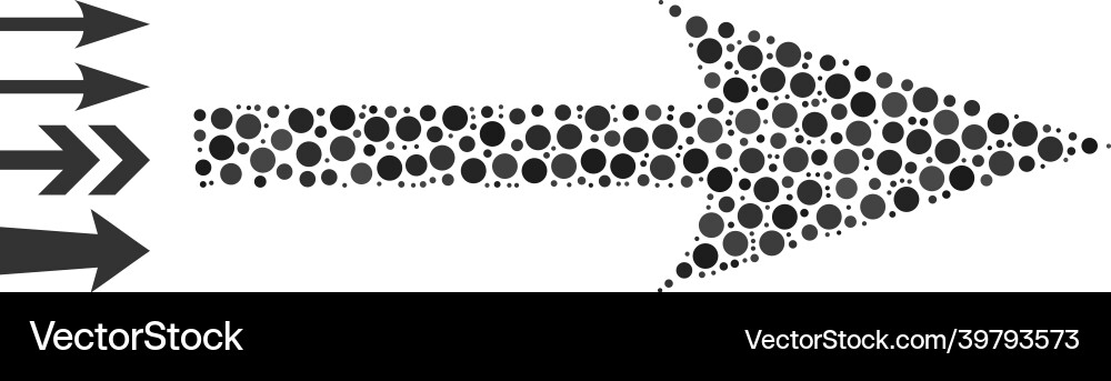 Dotted sharp arrow right mosaic of round dots Dotted sharp arrow right mosaic of round dots vector image