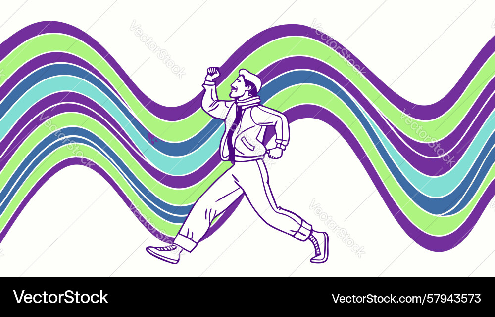 Dynamic Runner with Wavy Motion Vector Image