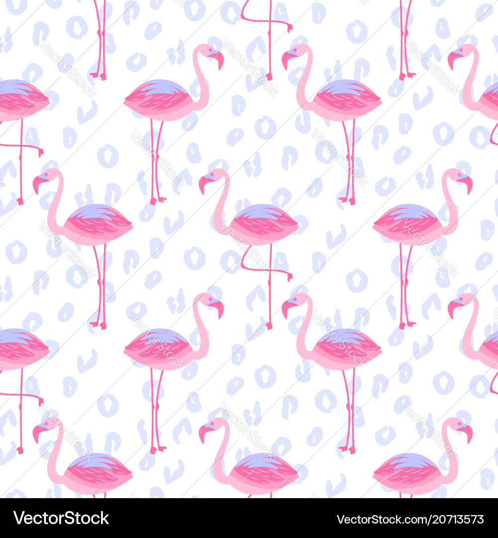 Flamingo seamless pattern and leopard background Flamingo seamless pattern and leopard background vector image