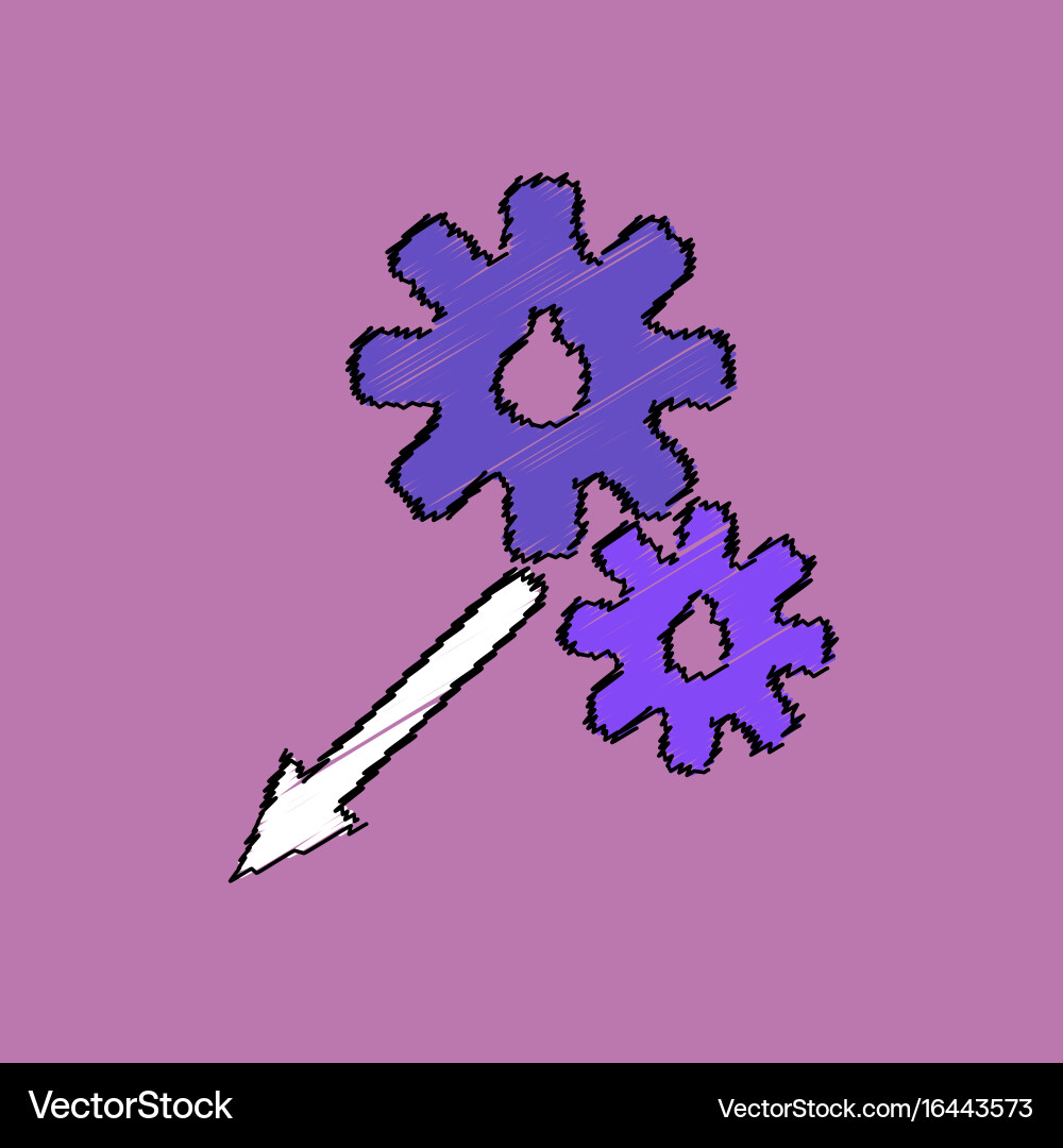 Flat icon design collection two gears in hatching vector image