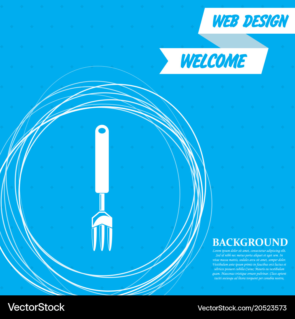 Fork icon on a blue background with abstract Vector Image