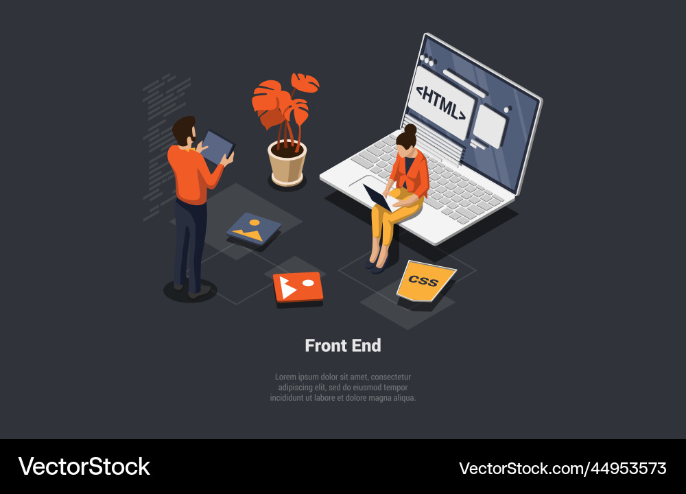 Front and back end of development responsive web Front and back end of development responsive web vector image