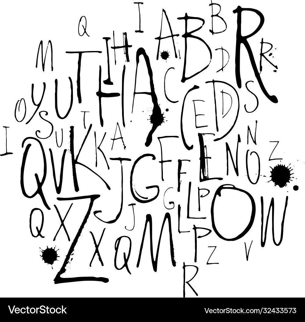 Handwritten calligraphy and lettering alphabet Handwritten calligraphy and lettering alphabet vector image