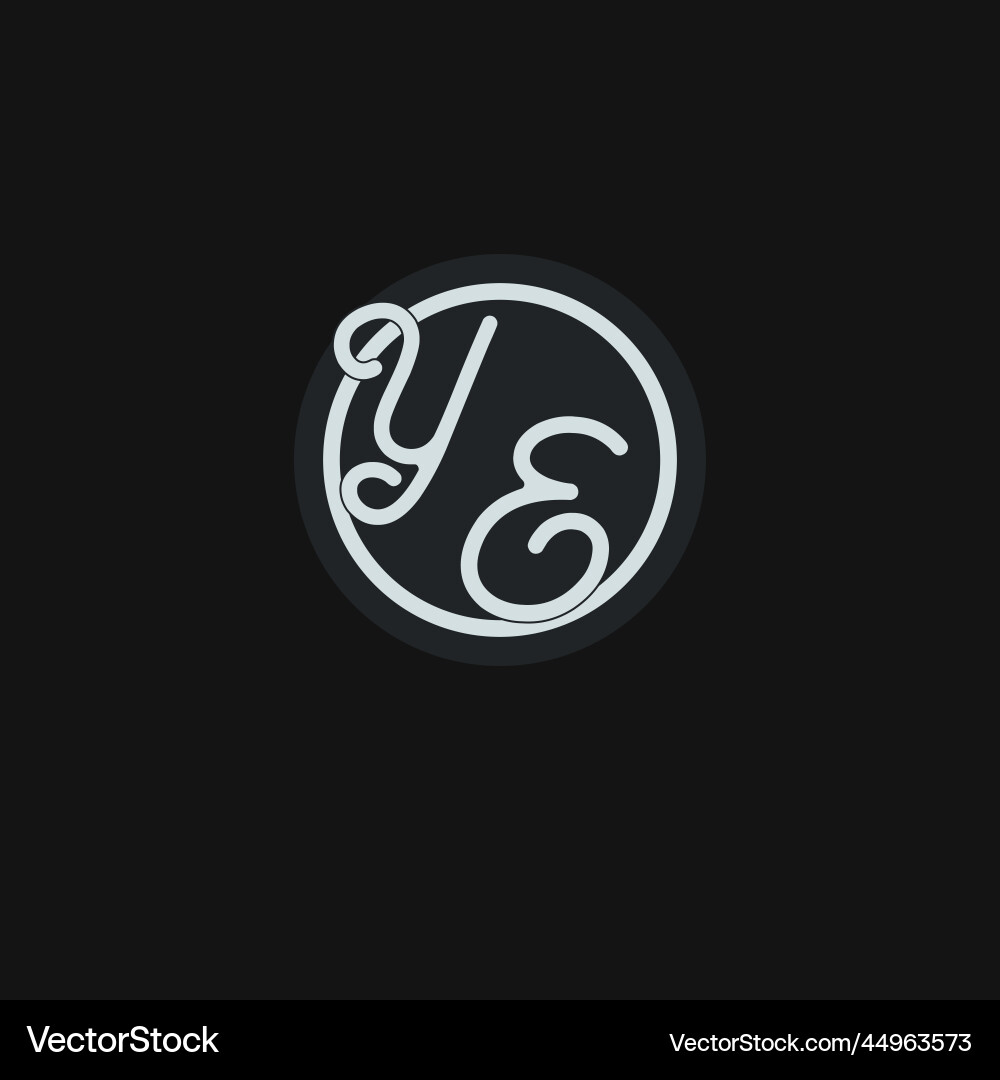 Initials ye logo monogram with simple circle line Vector Image