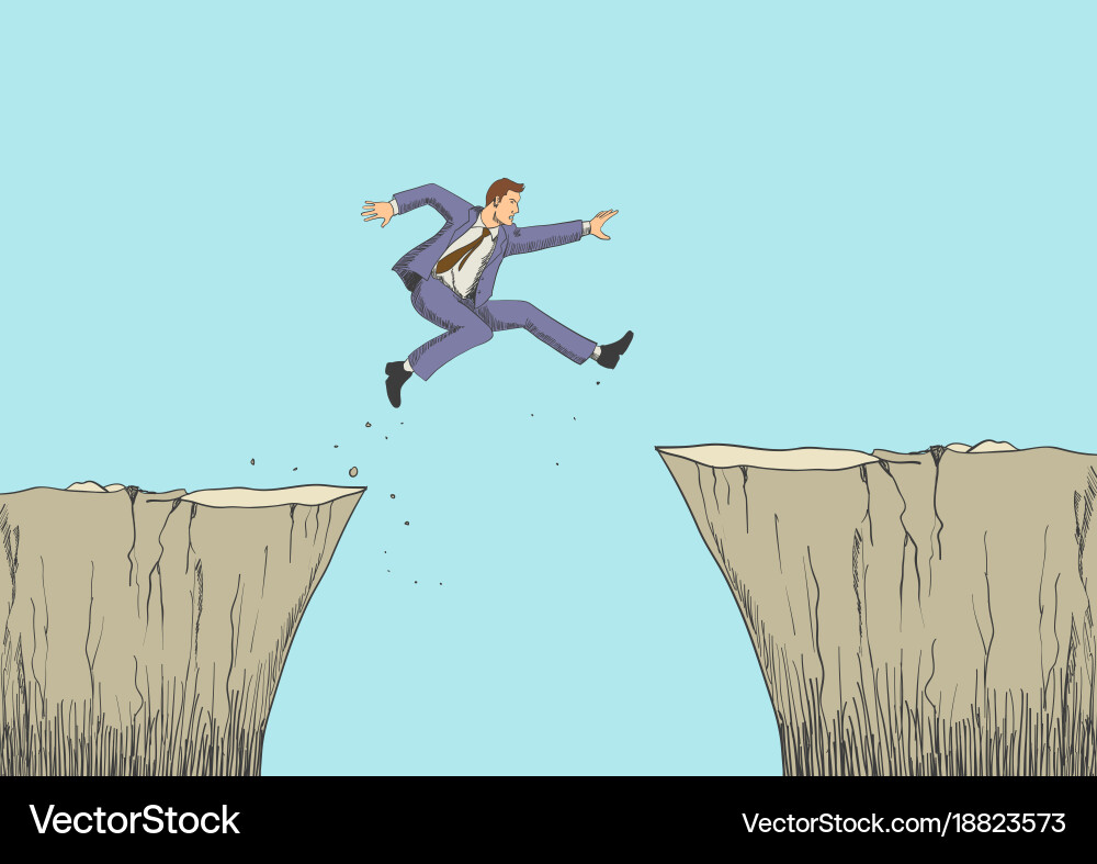 Man Jumping from Ravine Vector Image