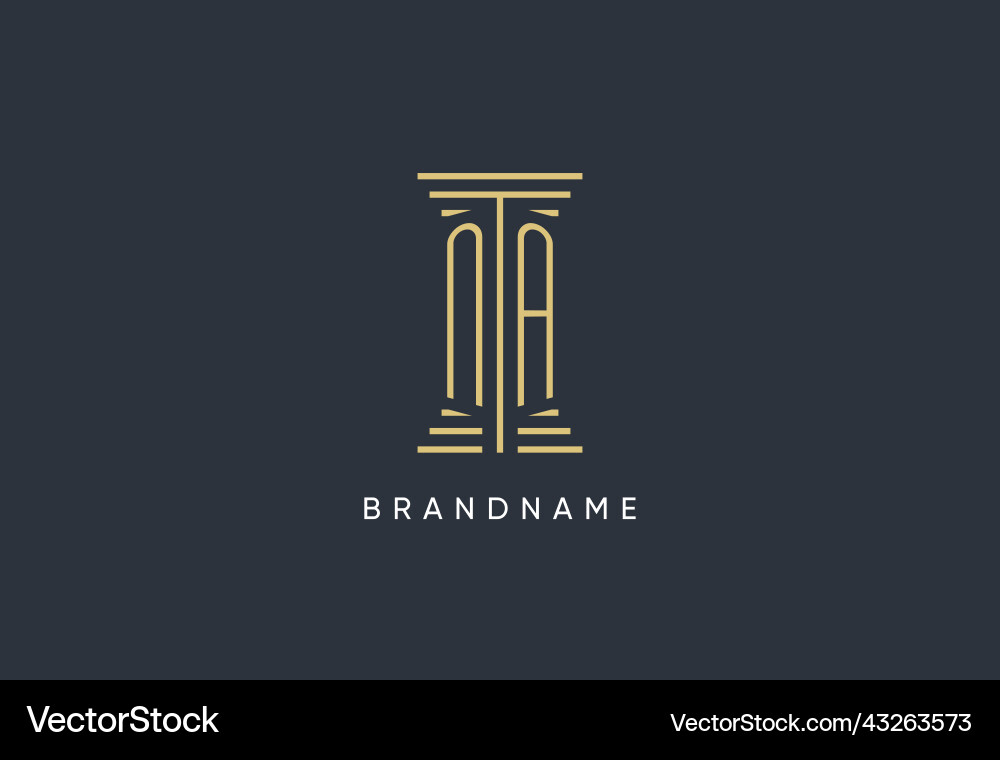 Na initial monogram with pillar shape logo design Vector Image