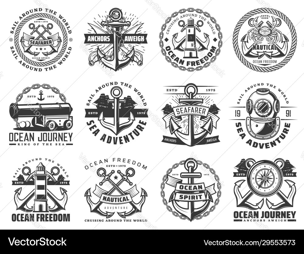Nautical Adventure Icons Vector Image