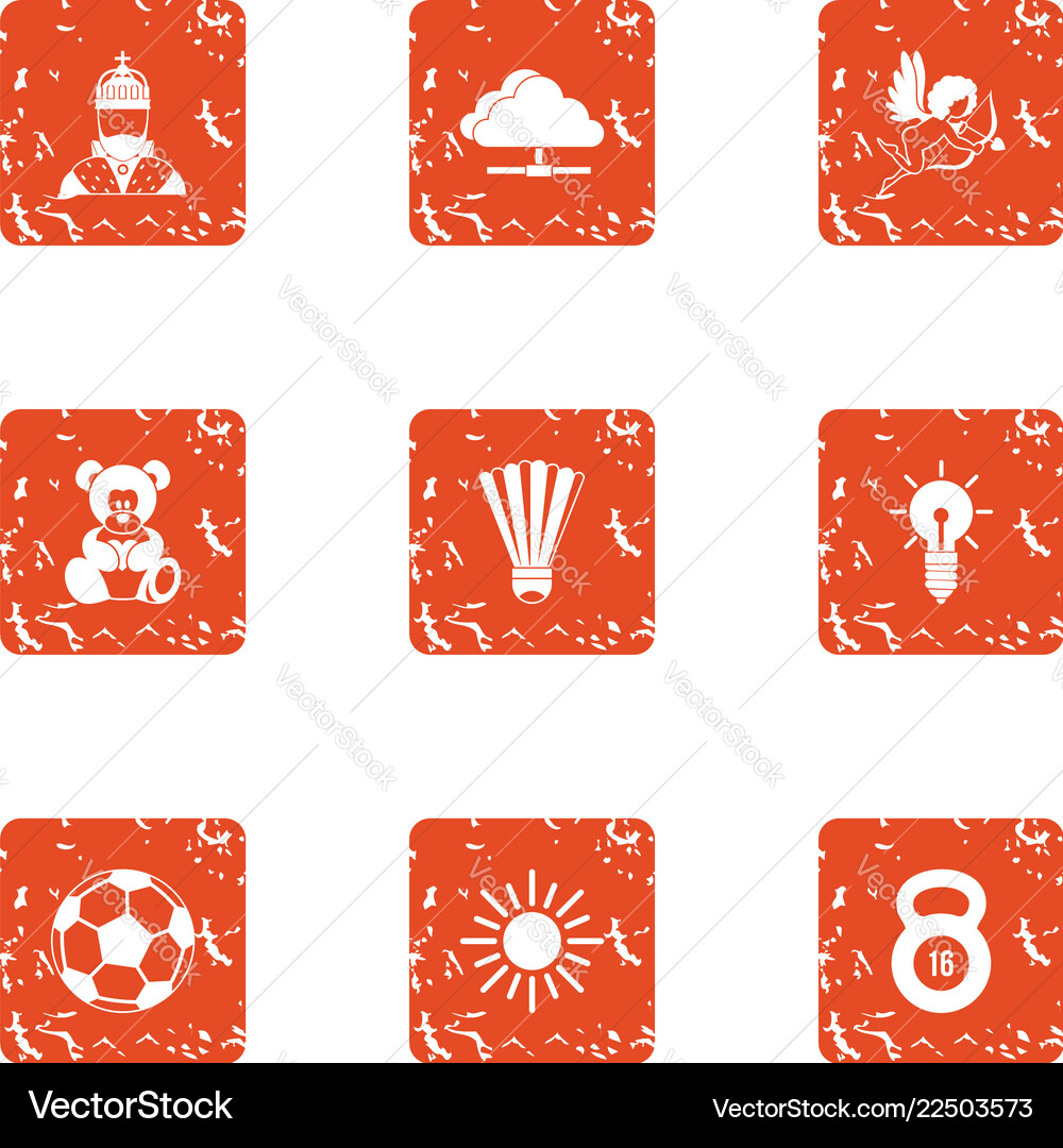 Program training icons set grunge style Program training icons set grunge style vector image