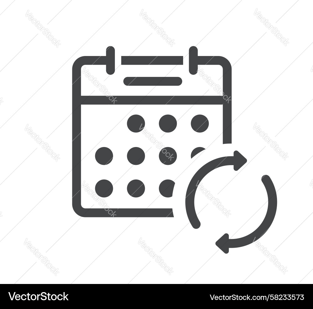 Refresh calendar date simple line stroke icon Vector Image