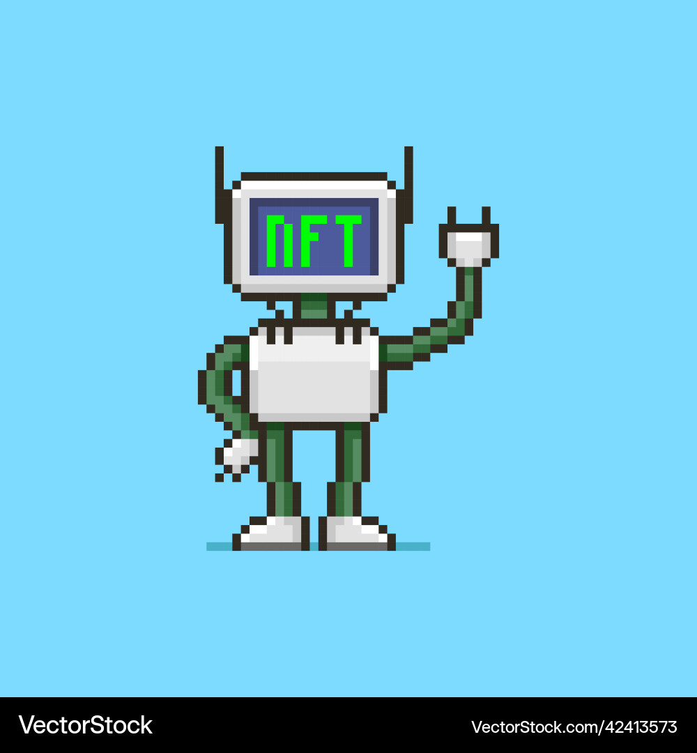 Robot with text nft non-fungible token vector image