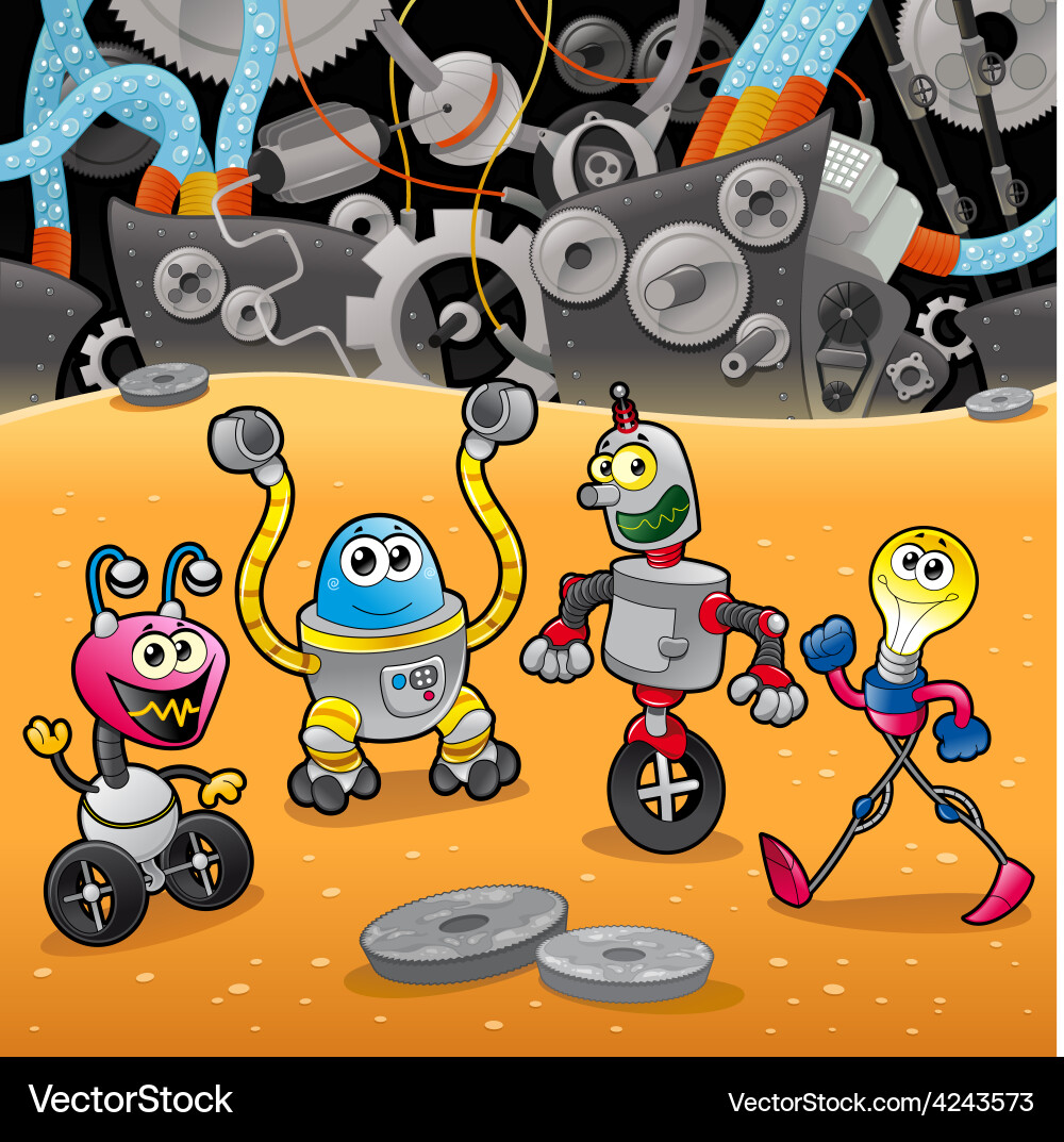 Robots with background vector image