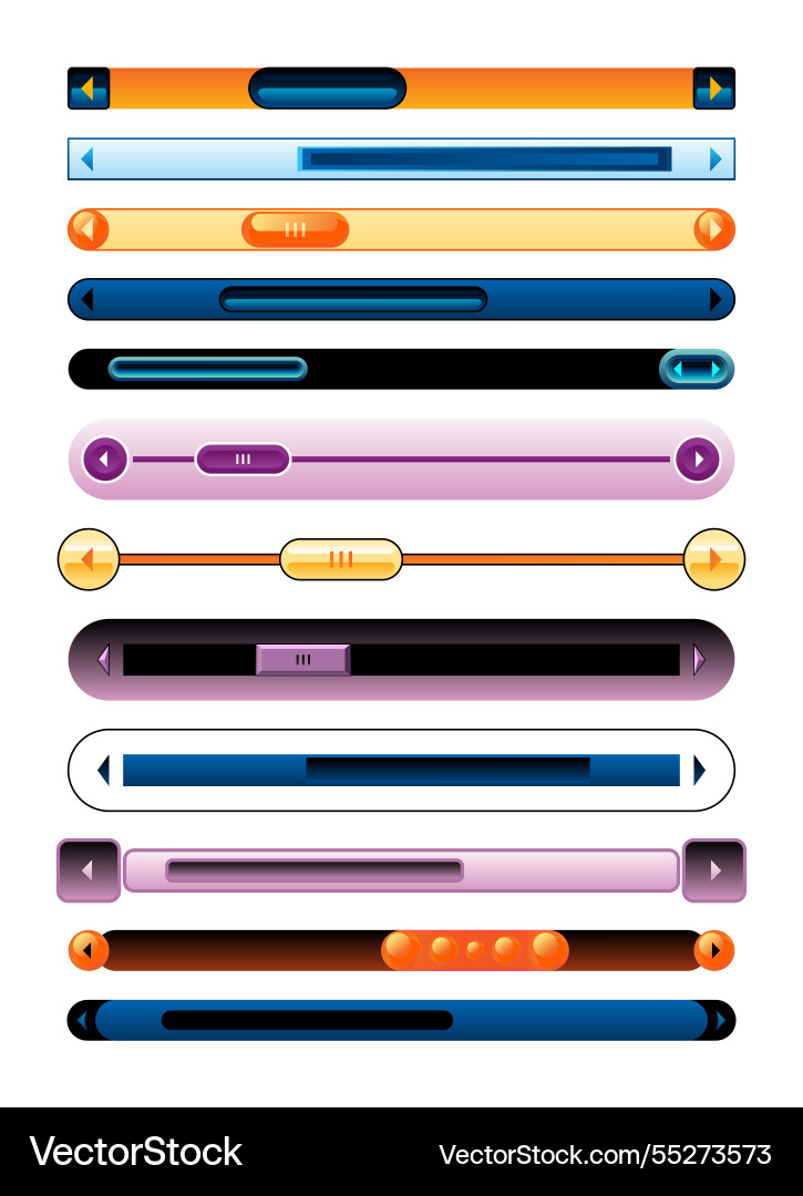 Scroll bars slider set ui horizontal sliders Scroll bars slider set ui horizontal sliders vector image