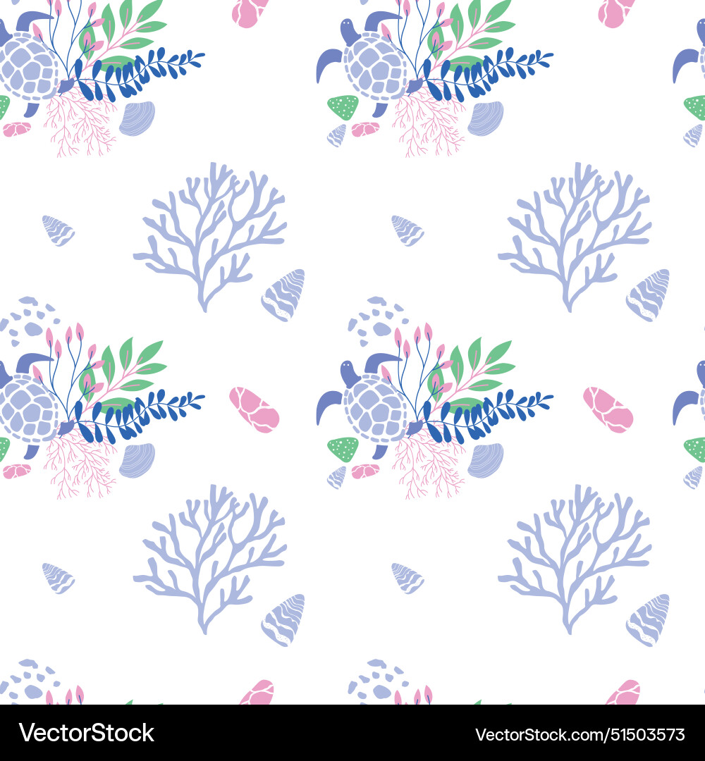 Seamless pattern with turtle Vector Image