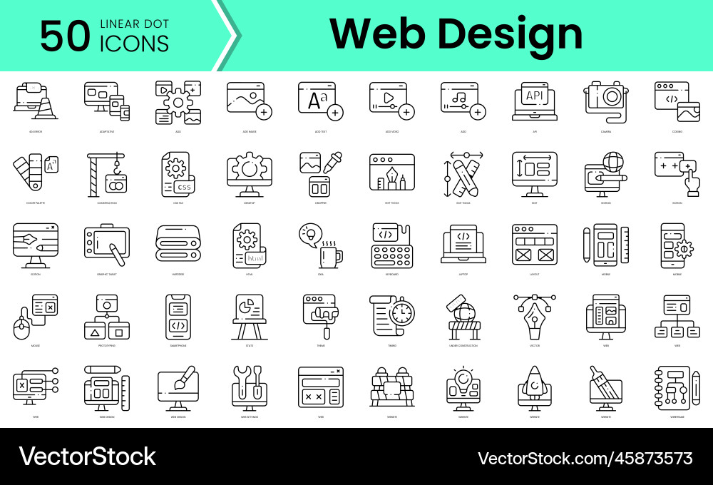 Set of web design icons line art style Set of web design icons line art style vector image