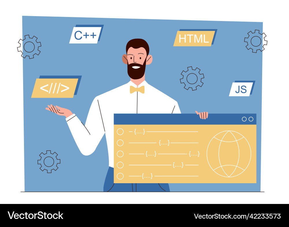 Software developer with code Software developer with code vector image