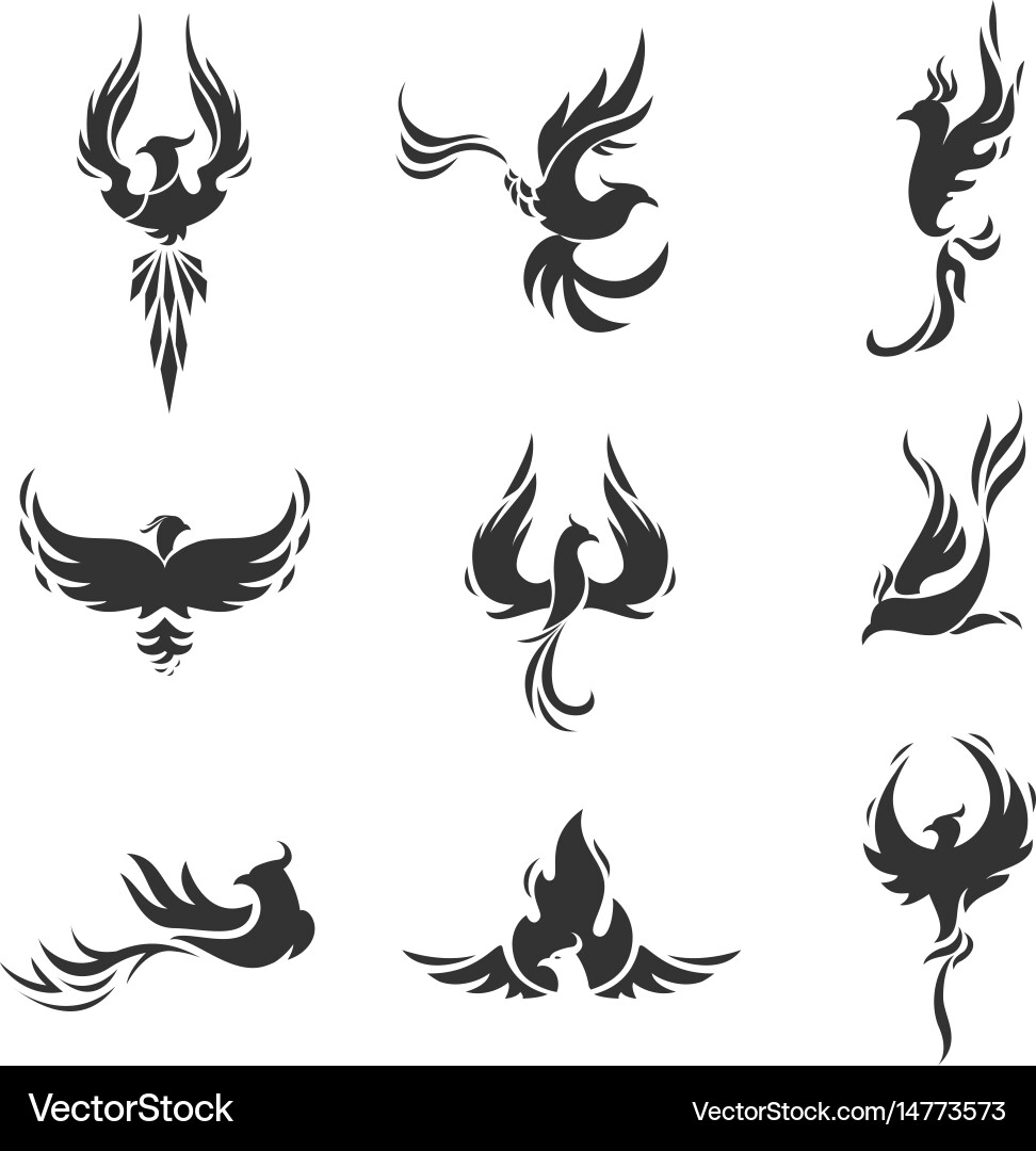 Stylized Phoenix Icon Set vector image