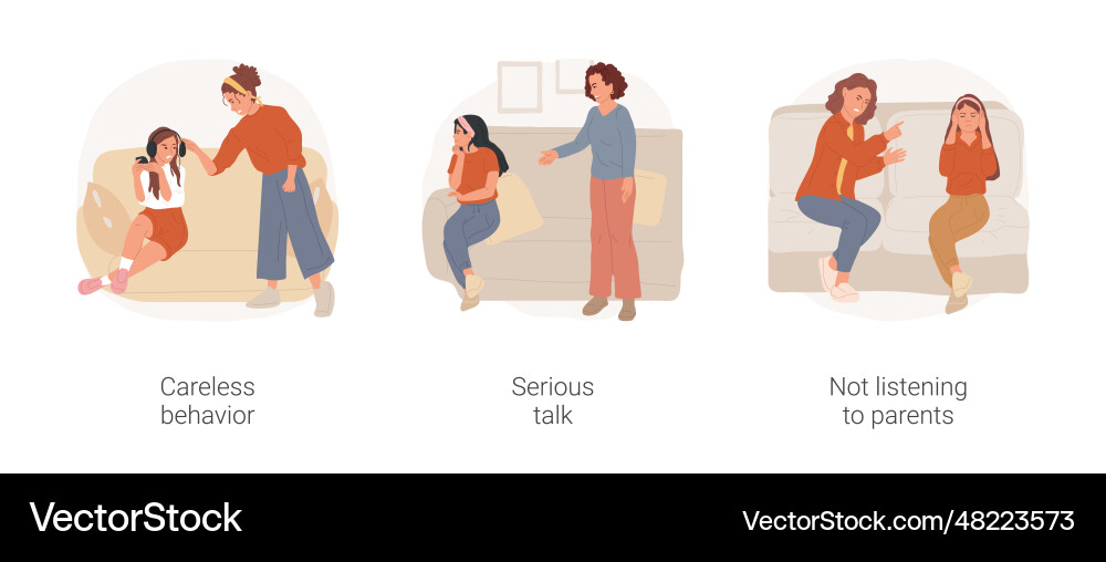 Teen-parent misunderstanding isolated cartoon Teen-parent misunderstanding isolated cartoon vector image